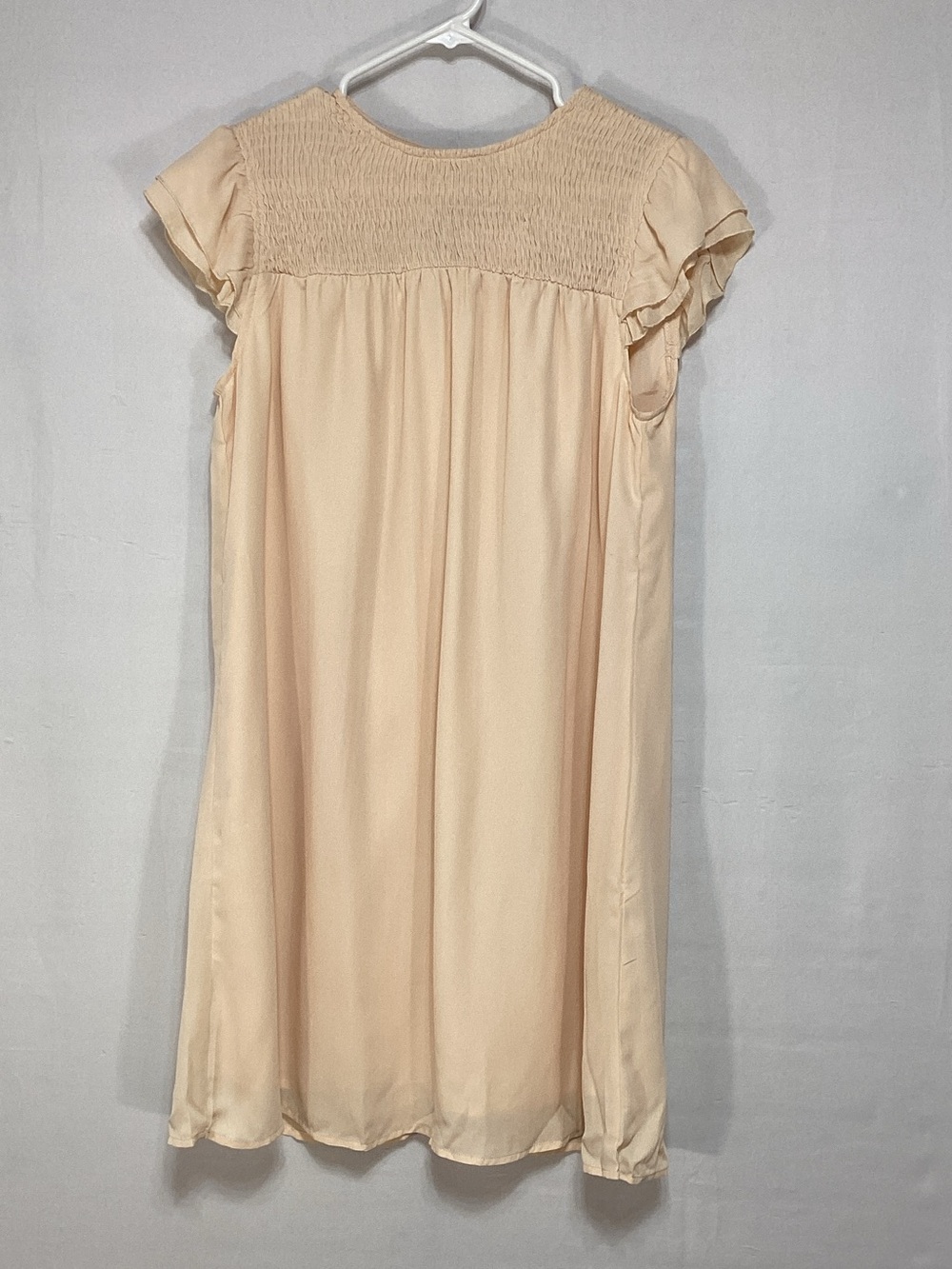 NWT Kirundo Large Smocked Yoke Short Sleeve Casual Dress in Cream